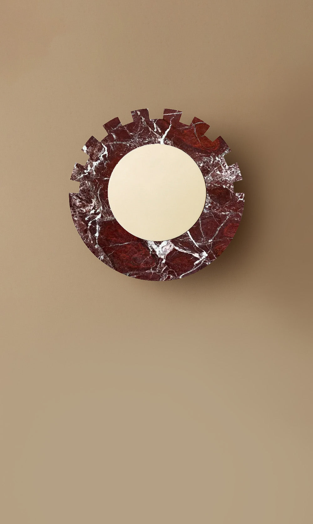 Dounia Home - DH-CHEDISWAL-SM-RED - Checkered Disc Wall Sconce  - Red Marble - Red Marble