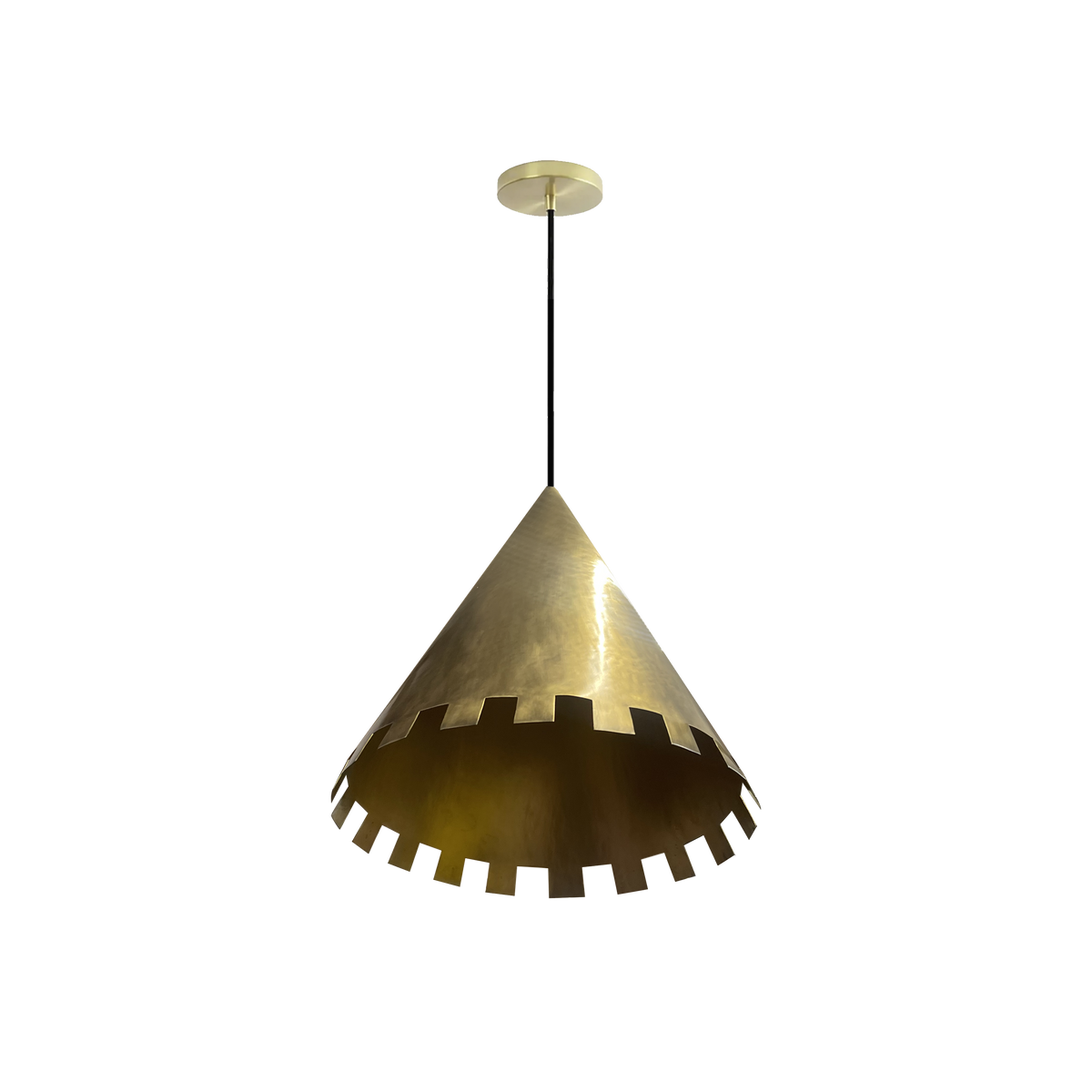 Dounia Home - DH-CHEKOBPEN-MD-AB - Checkered Koba Pendant Light - Antique Brass