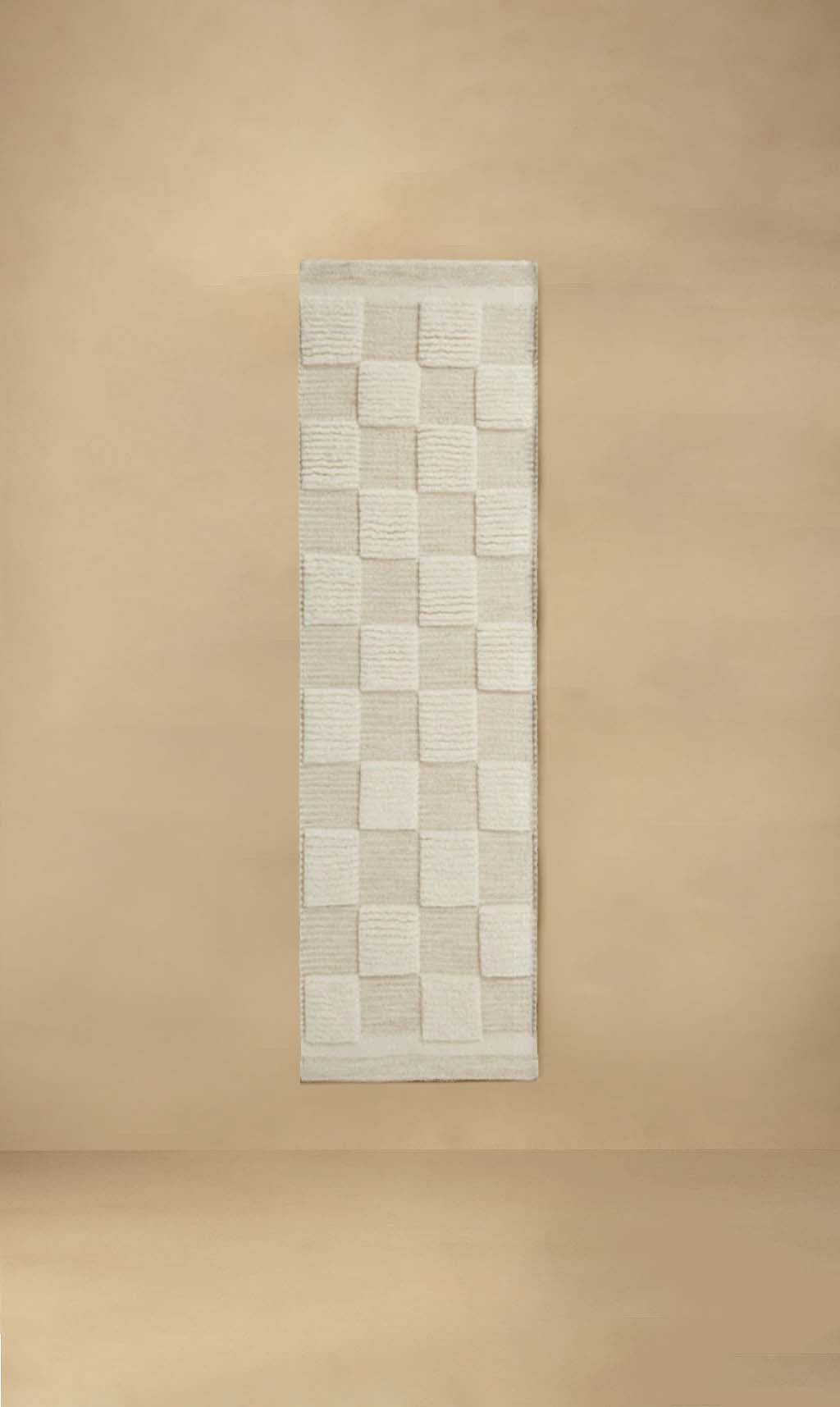 Dounia Home - DH-CHERUNRUG-WHT - Checkered Runner Rug - Ivory - Ivory