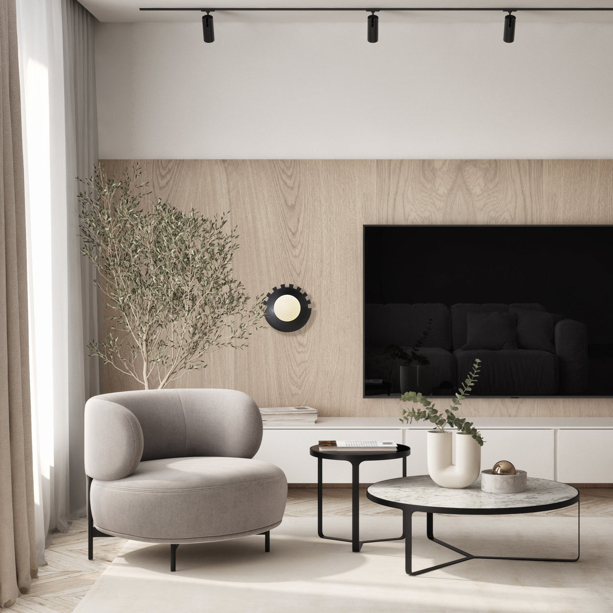 Dounia Home - DH-CHEROUWAL-SM-NIK - Checkered Round Wall Sconce - Brushed Nickel Silver