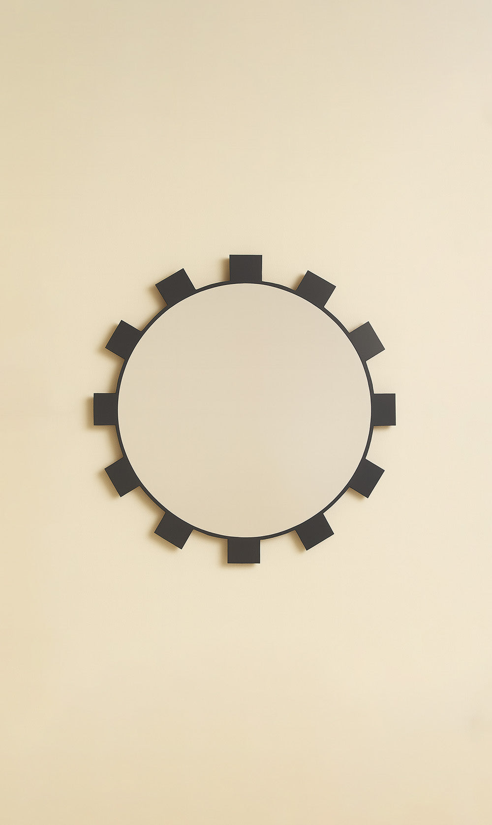 Dounia Home - DH-CHEROUMIR-SM-MGM - Checkered Round Mirror - Matte Gun Metal