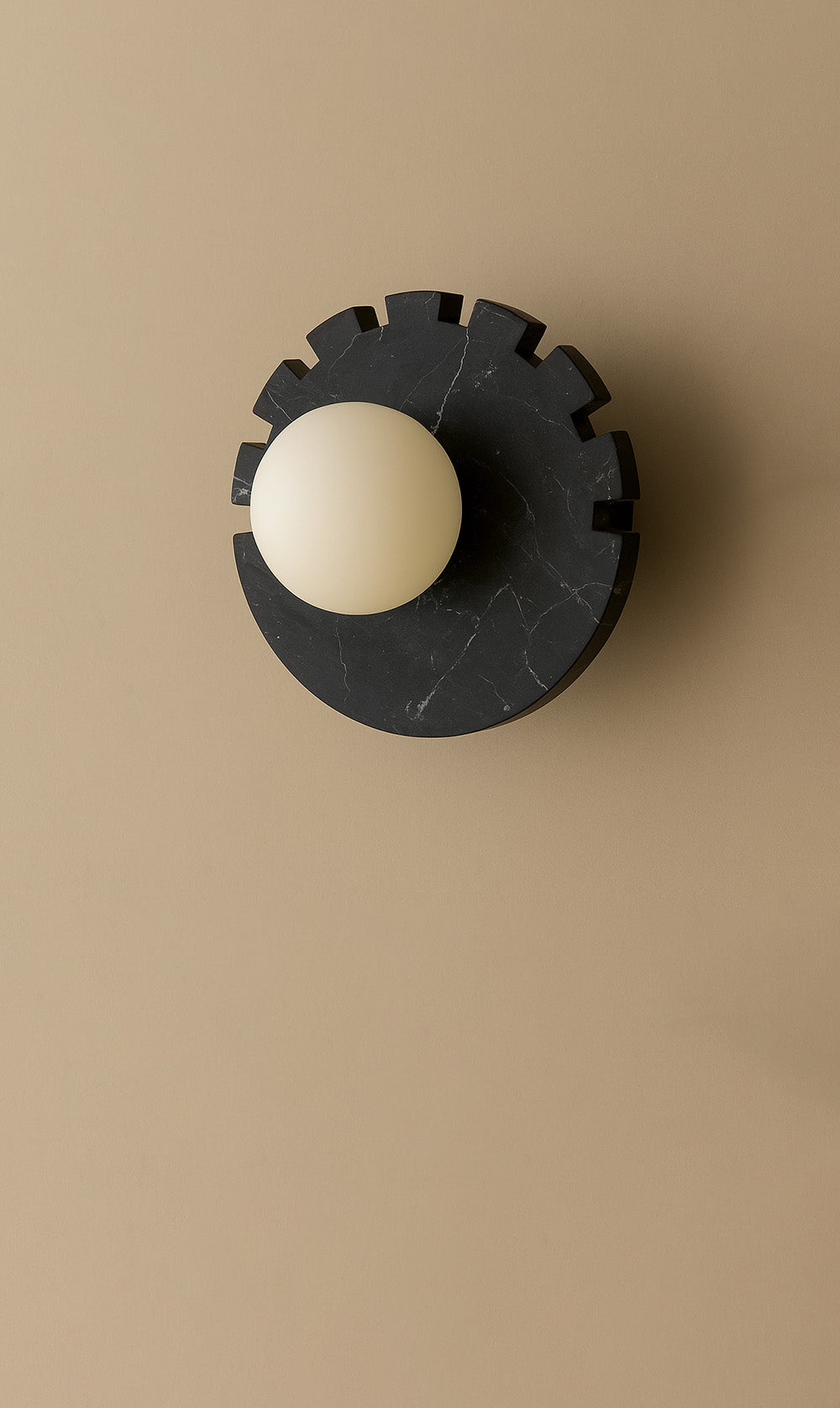 Dounia Home - DH-CHEDISWAL-MD-BLK - Checkered Disc Wall Sconce - Black Marble - Black Marble