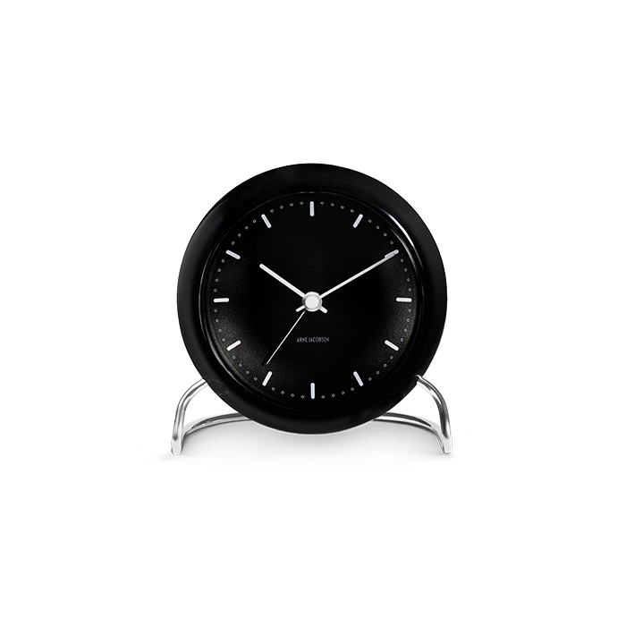 Arne Jacobsen Clocks 43673 City Hall Table Clock in Black