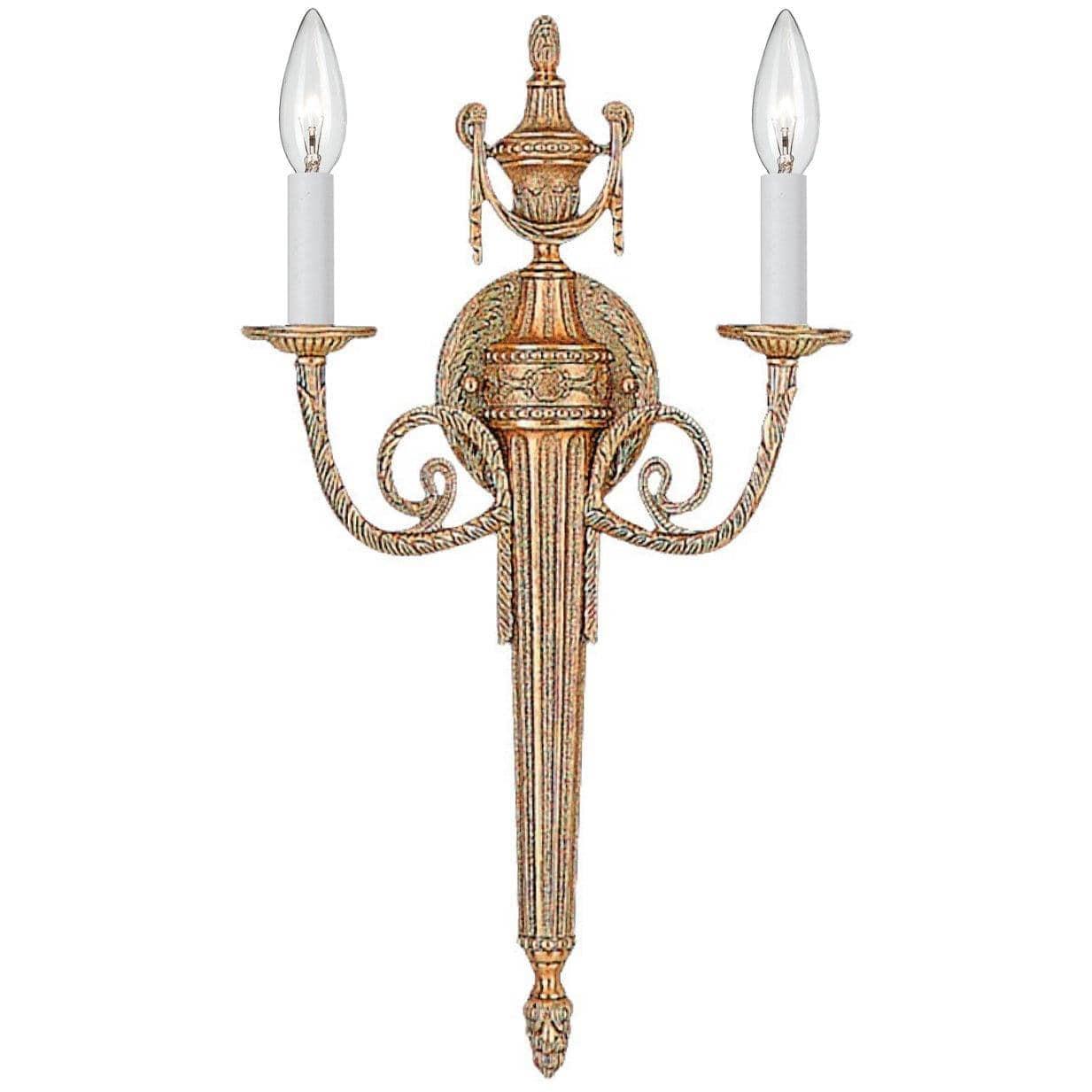 Crystorama - Cast Brass Wall Mount Two Light Wall Mount - 662-MB | Montreal Lighting & Hardware