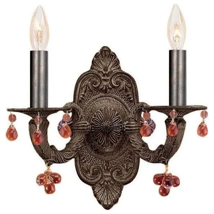 Crystorama - Paris Market Two Light Wall Mount - 5200-VB-AMBER | Montreal Lighting & Hardware