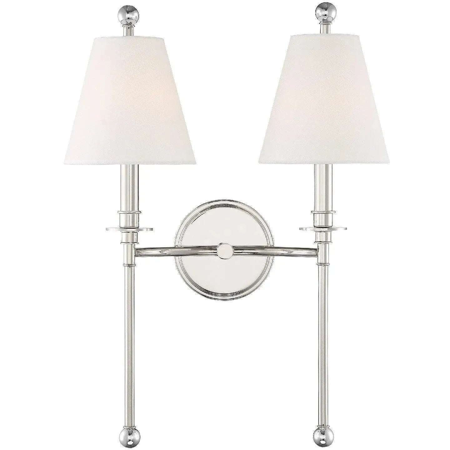 Crystorama - Riverdale Two Light Wall Mount - RIV-383-PN | Montreal Lighting & Hardware