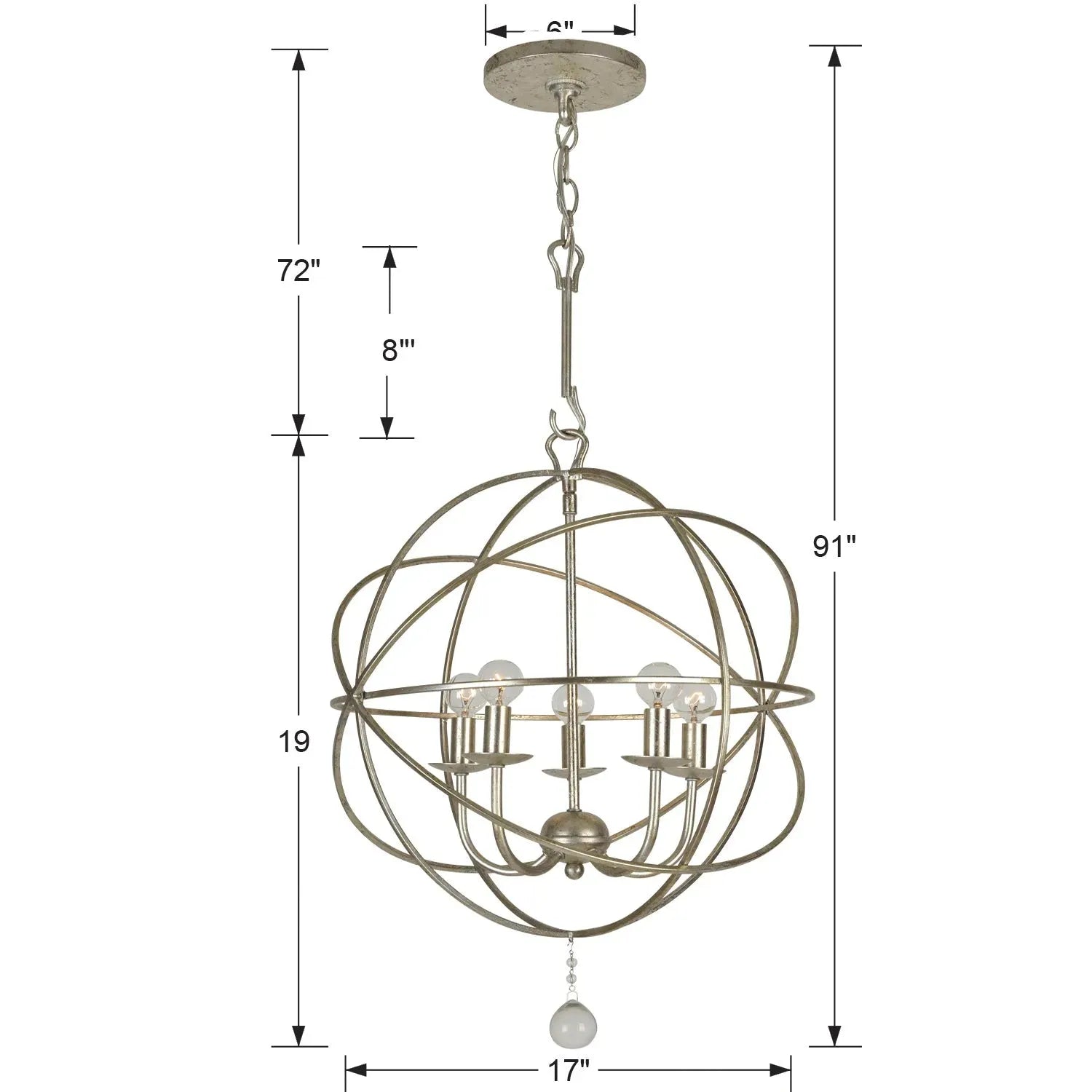 Crystorama - Solaris Five Light Mini Chandelier - 9224-BK | Montreal Lighting & Hardware