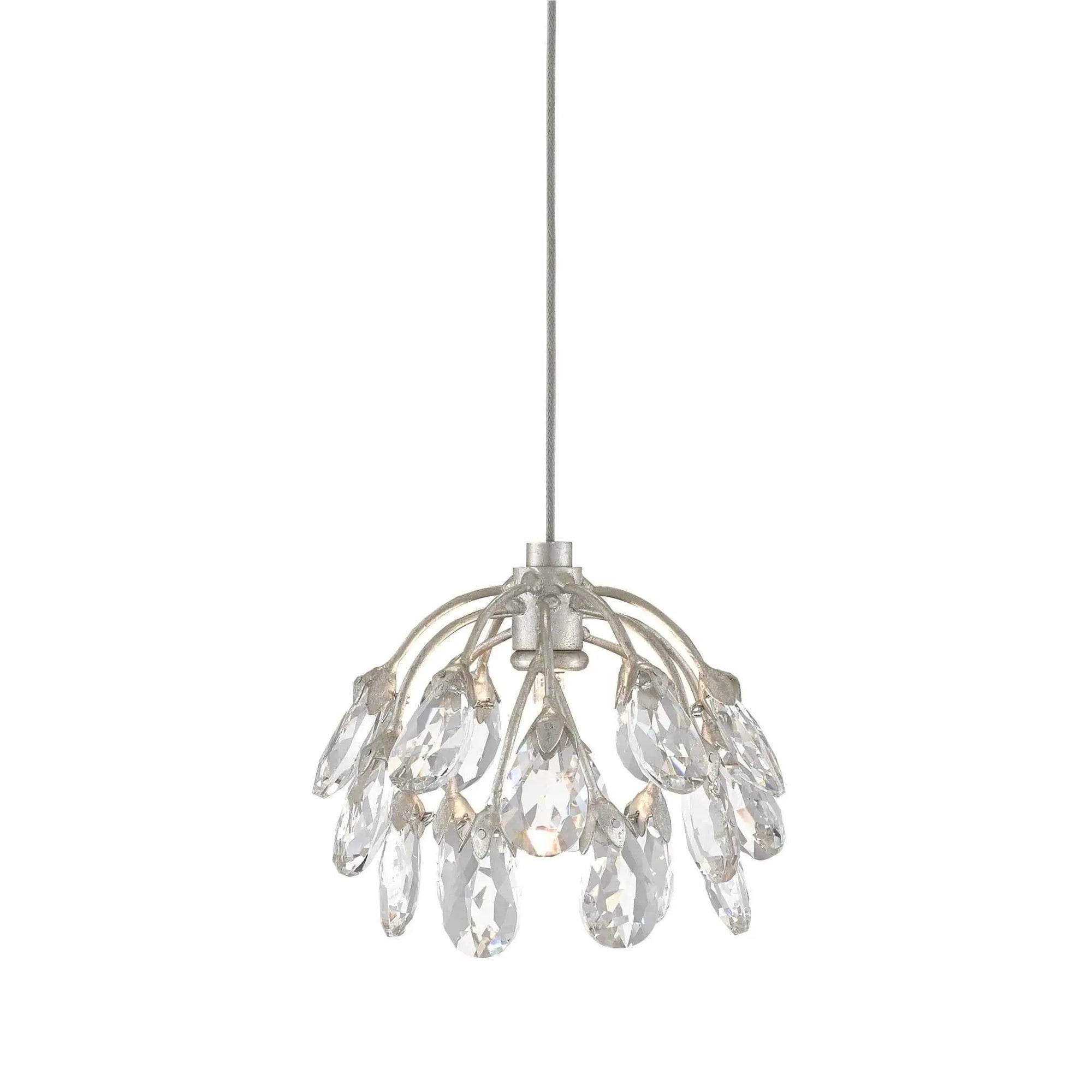 Currey and Company - 9000-0667 - One Light Pendant - Crystal - Crystal/ Contemporary Silver Leaf
