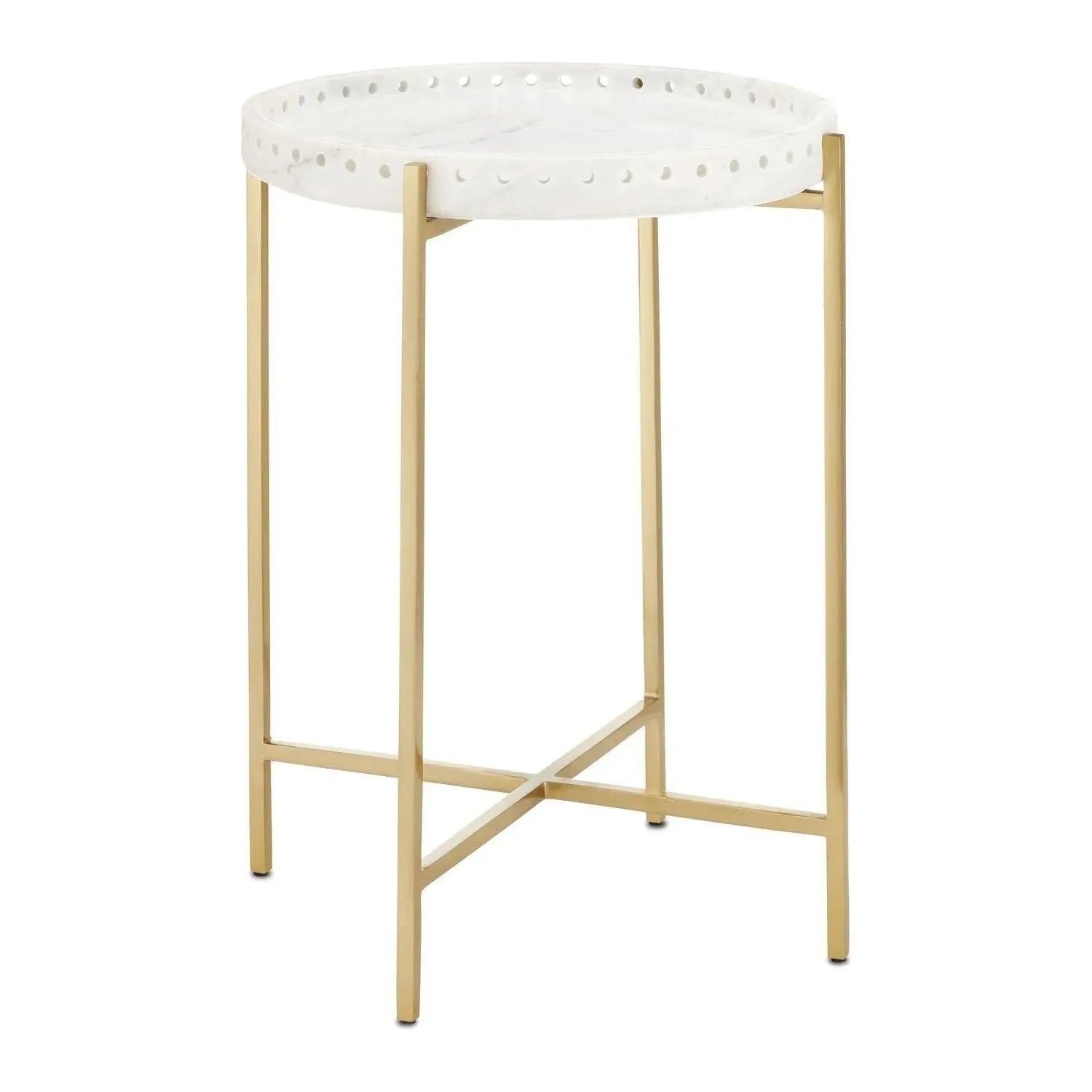 Currey and Company - 4000-0211 - Accent Table - Freya - Natural / Antique Brass