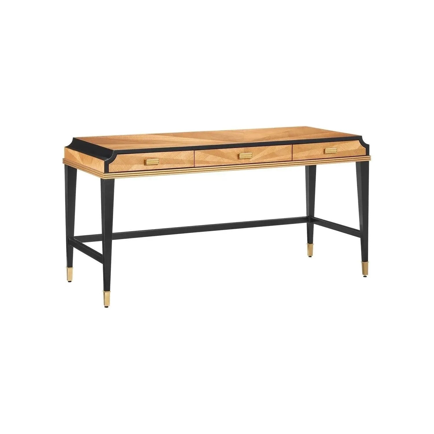 Currey and Company - 3000-0123 - Desk - Kallista - Dark Sapphire/Caviar Black/Antique Brass