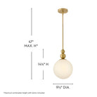Lark 83027LCB Opalite Pendant in Lacquered Brass