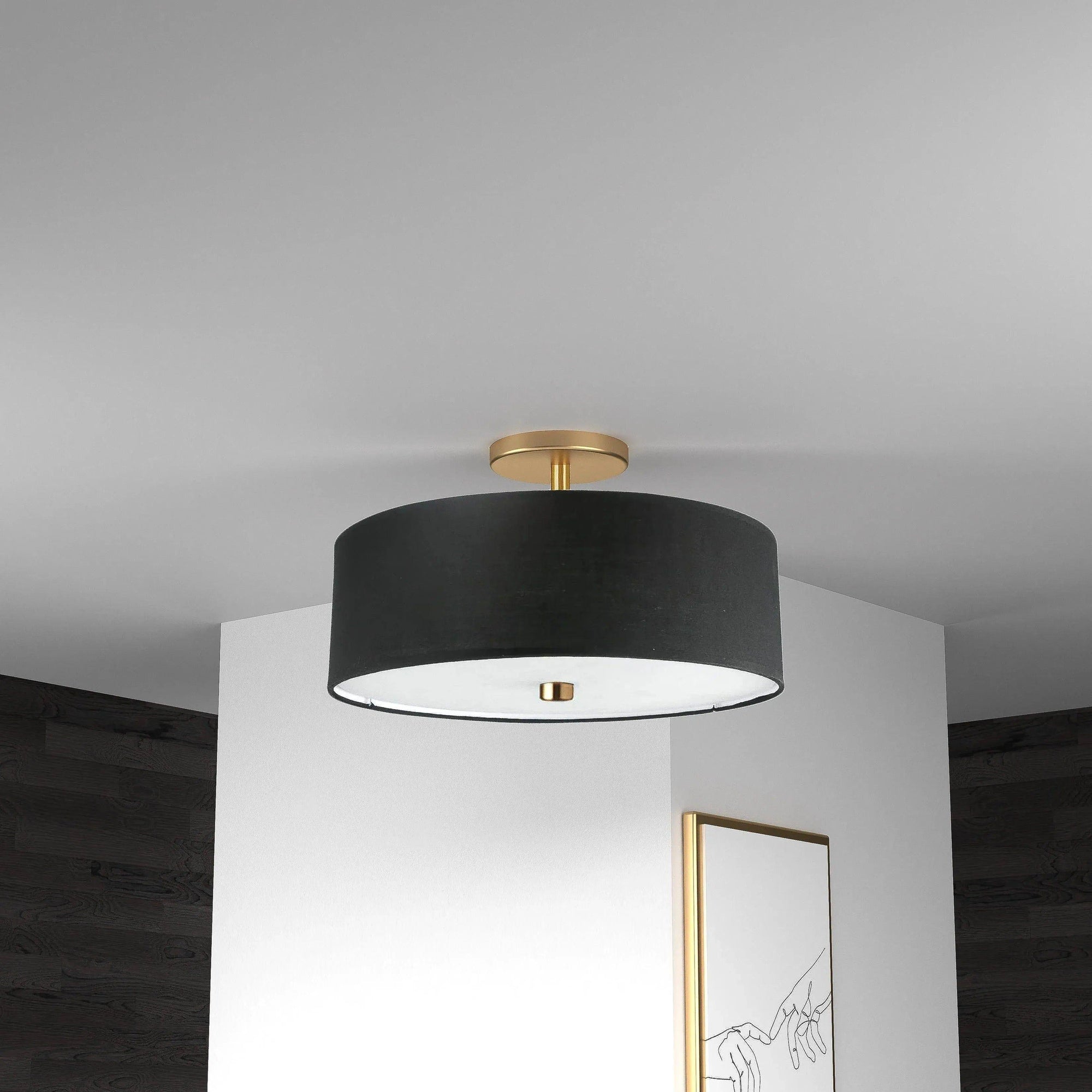 Dainolite - Everly Semi-Flush Mount - 571-143SF-MB-BK | Montreal Lighting & Hardware