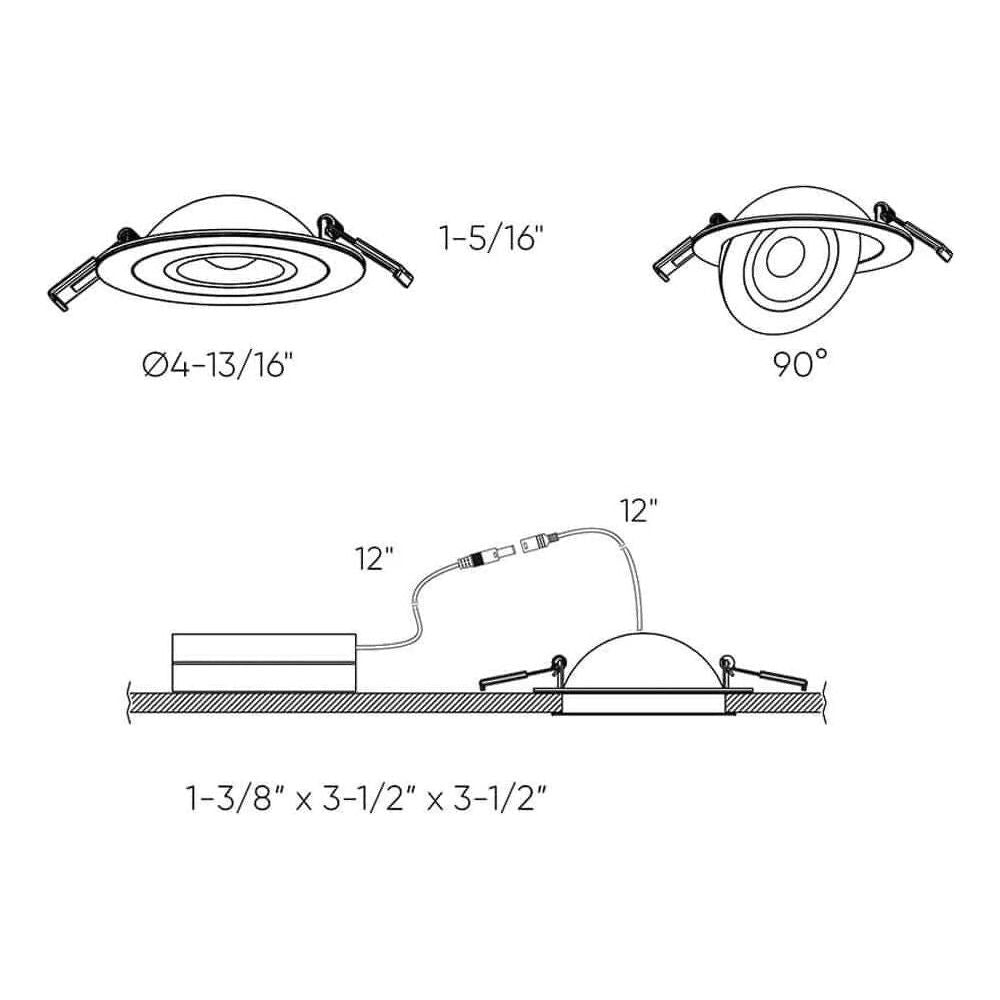 Dals Lighting - 4" Flat Gimbal Recessed - FGM4-3K-BK | Montreal Lighting & Hardware