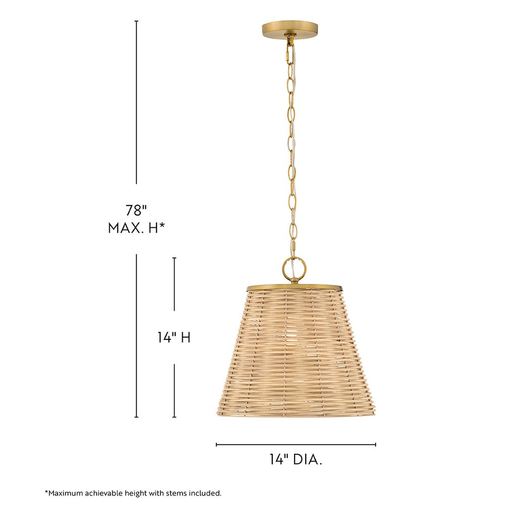 Lark 83217LCB Brynn Woven Shade Pendant in Lacquered Brass