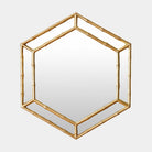 Global Views DES990005 Sara Bamboo Hexagon Mirror in Gold Leaf