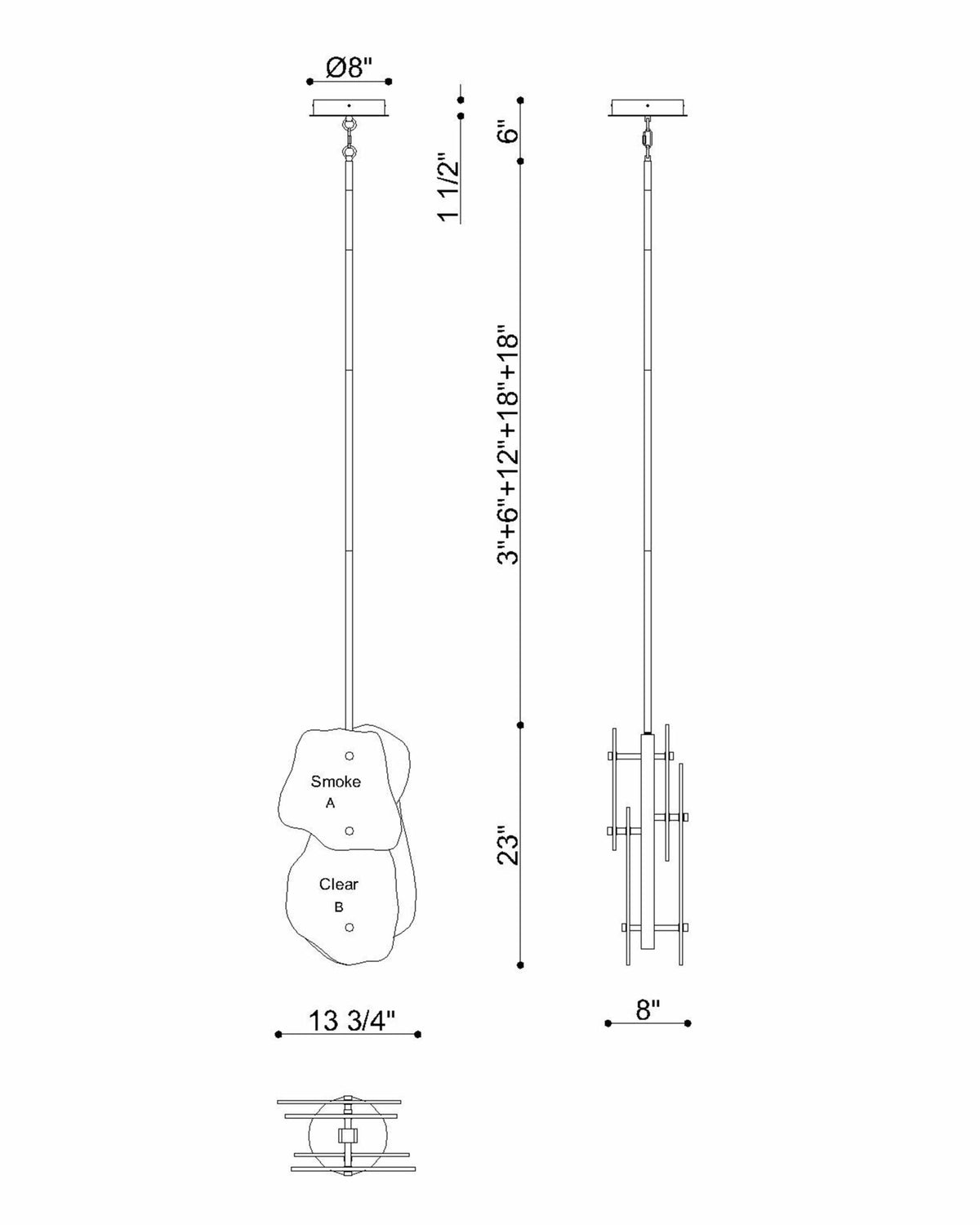 Europhase 50463-015 Grotto LED Suspension en nickel poli