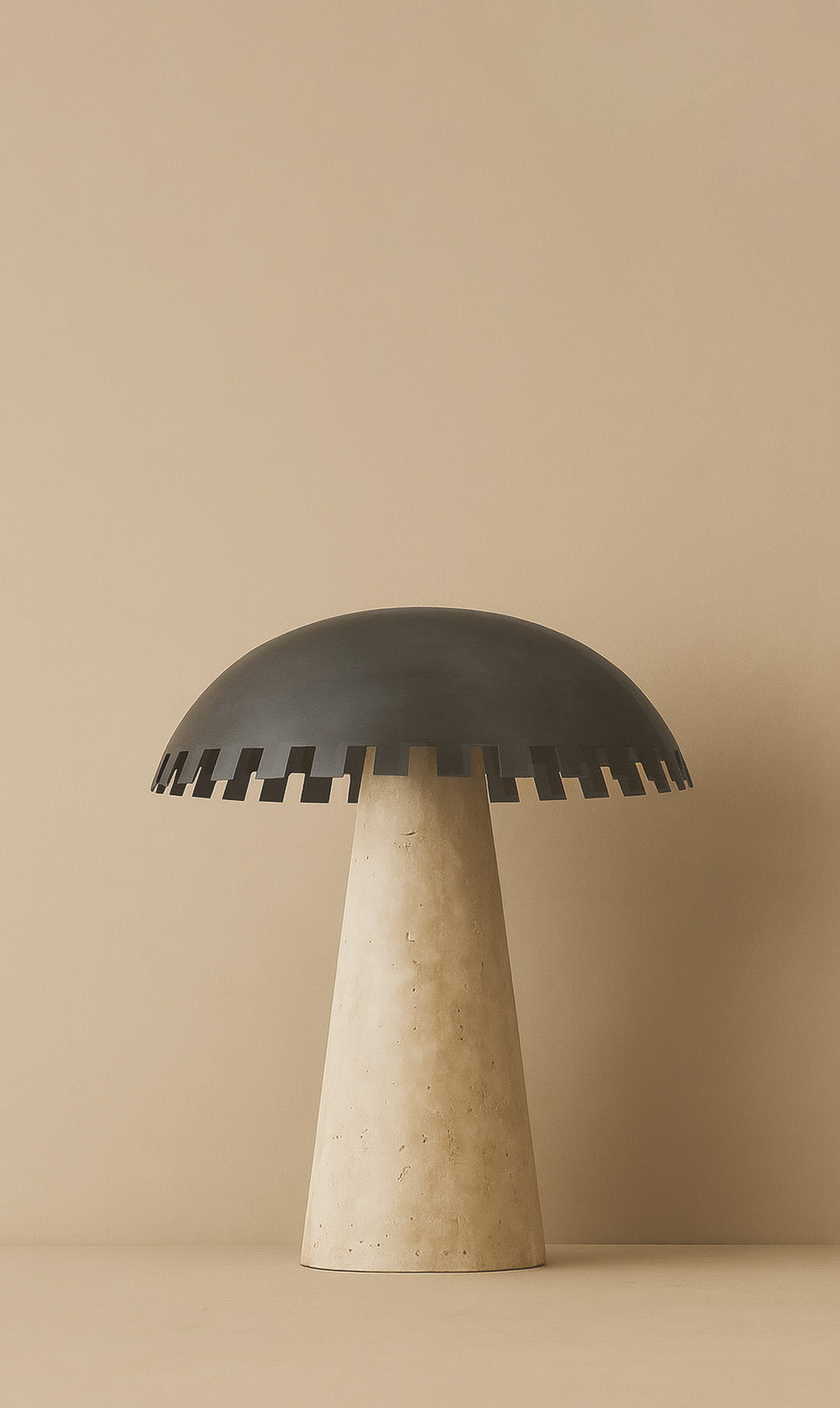 Dounia Home - DH-CHETABLAM-MGM - Checkered Table Lamp Travertine - Matte Gun Metal