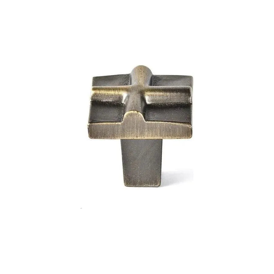 Du Verre Hardware - Rio Small Cross Knob - DVRIO02-AB | Montreal Lighting & Hardware