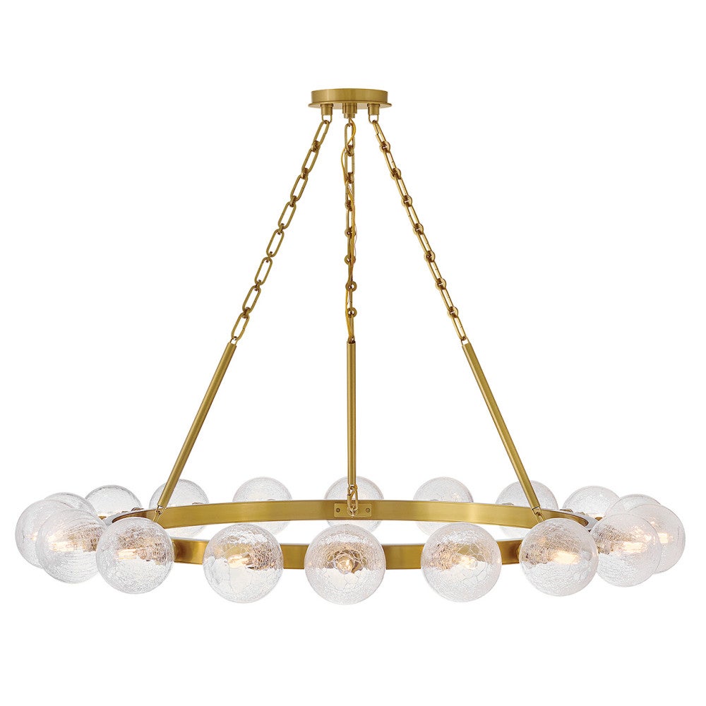 Fredrick Ramond FR30525LCB Coco Crackle Glass Chandelier in Lacquered Brass