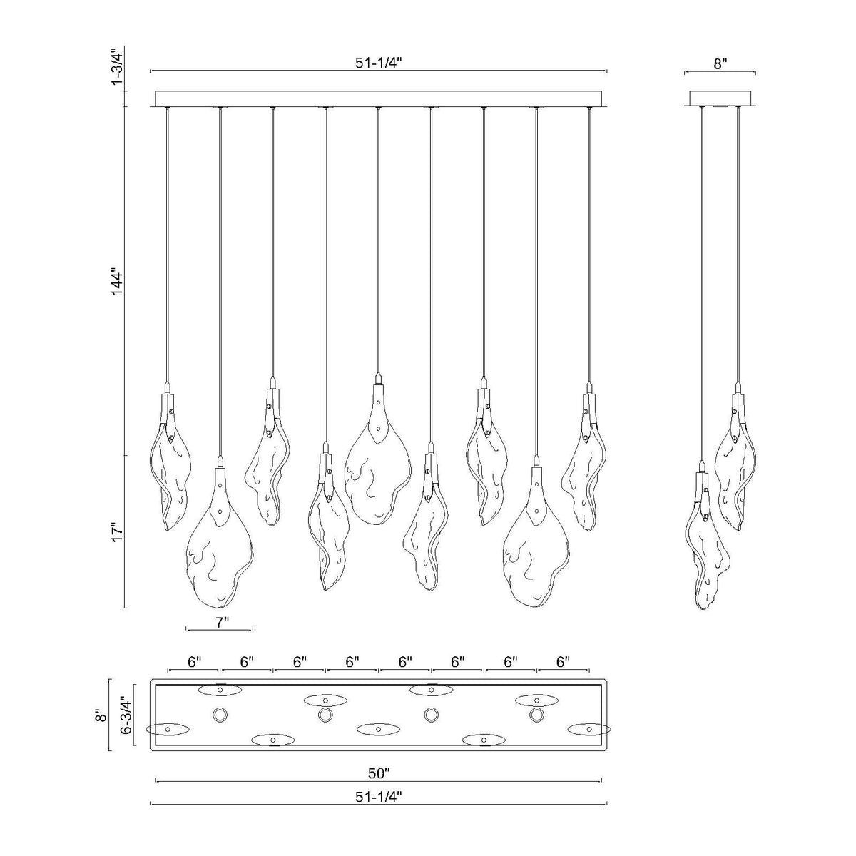 Eurofase 50103-010 Jateo LED Linéaire Suspendu en nickel poli