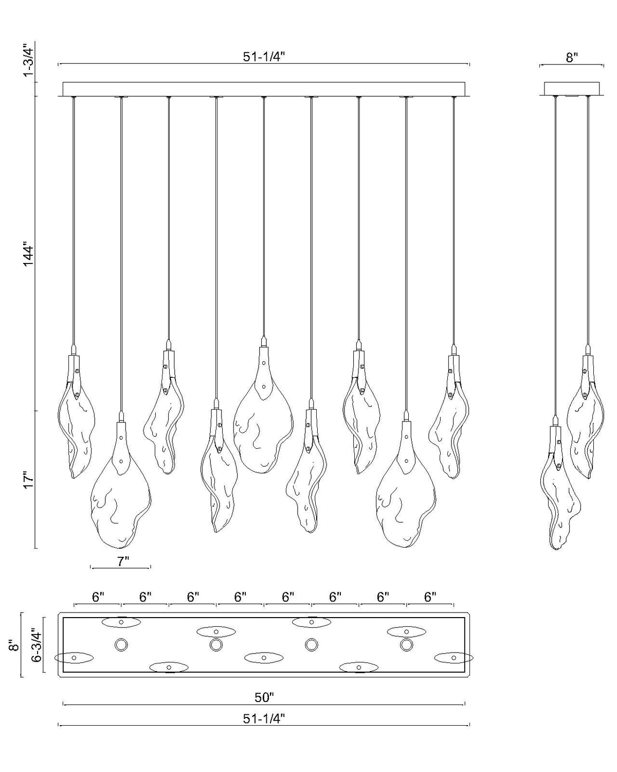 Eurofase 50103-010 Jateo LED Linear Chandelier in Polished Nickel