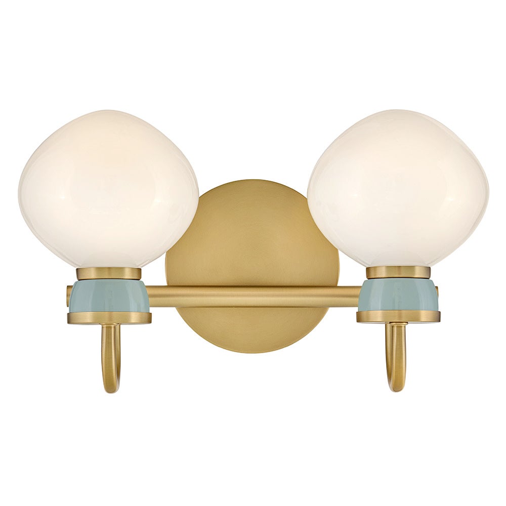 Meuble-lavabo Lucy de Lark (réf. 85592LCB-SF) en laiton laqué avec accents vert d'eau