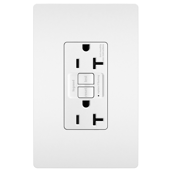 Prises GFCI doubles 15 A à autotest et protection SafeLock®, résistantes à la manipulation et sensibles aux appareils radiant®