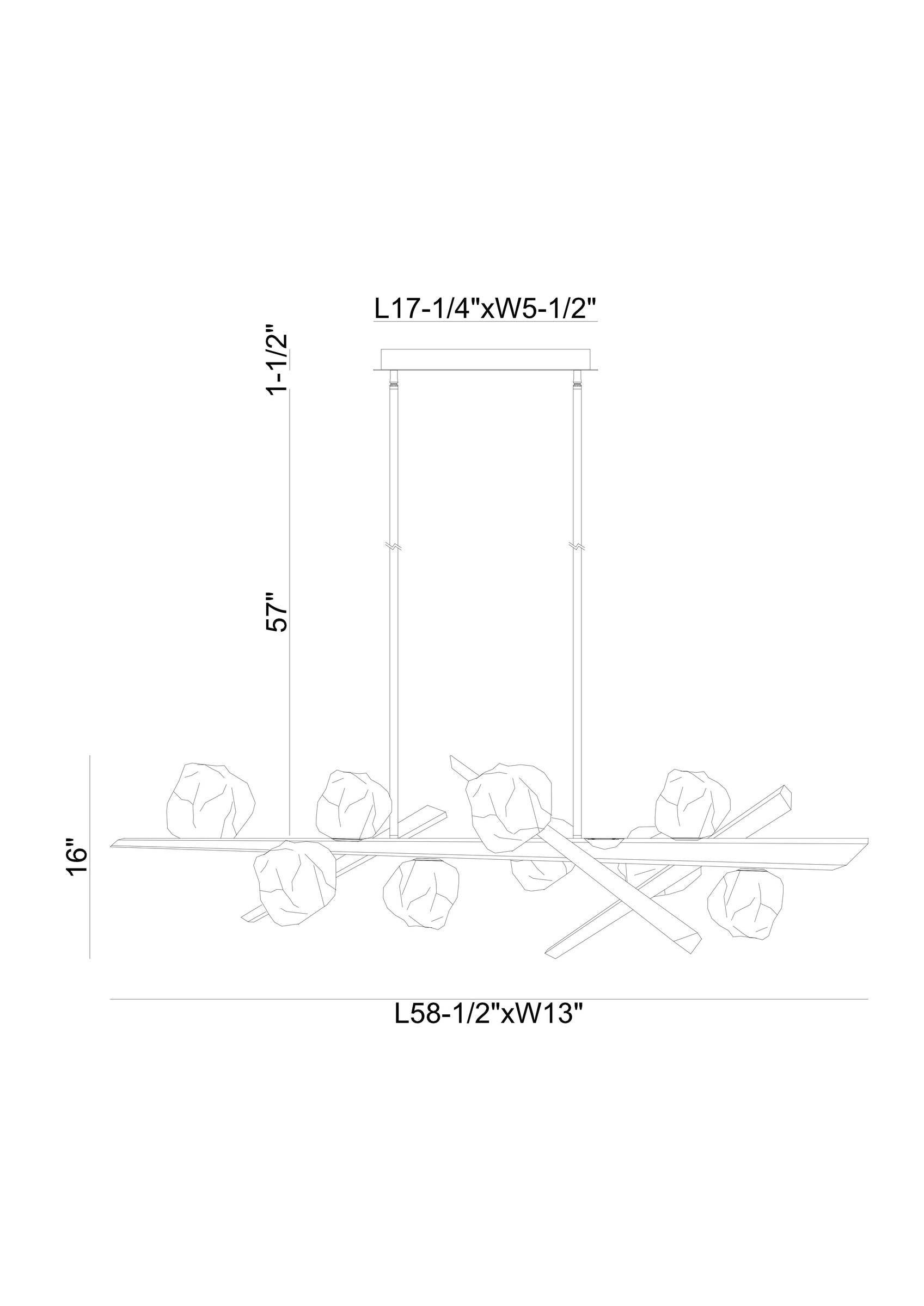 Eurofase 47236-028 Thorah LED Linear Chandelier in Graphite