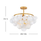 Fredrick Ramond FR41563DA Marabel Plafonnier semi-encastré en verre soufflé et laiton vieilli