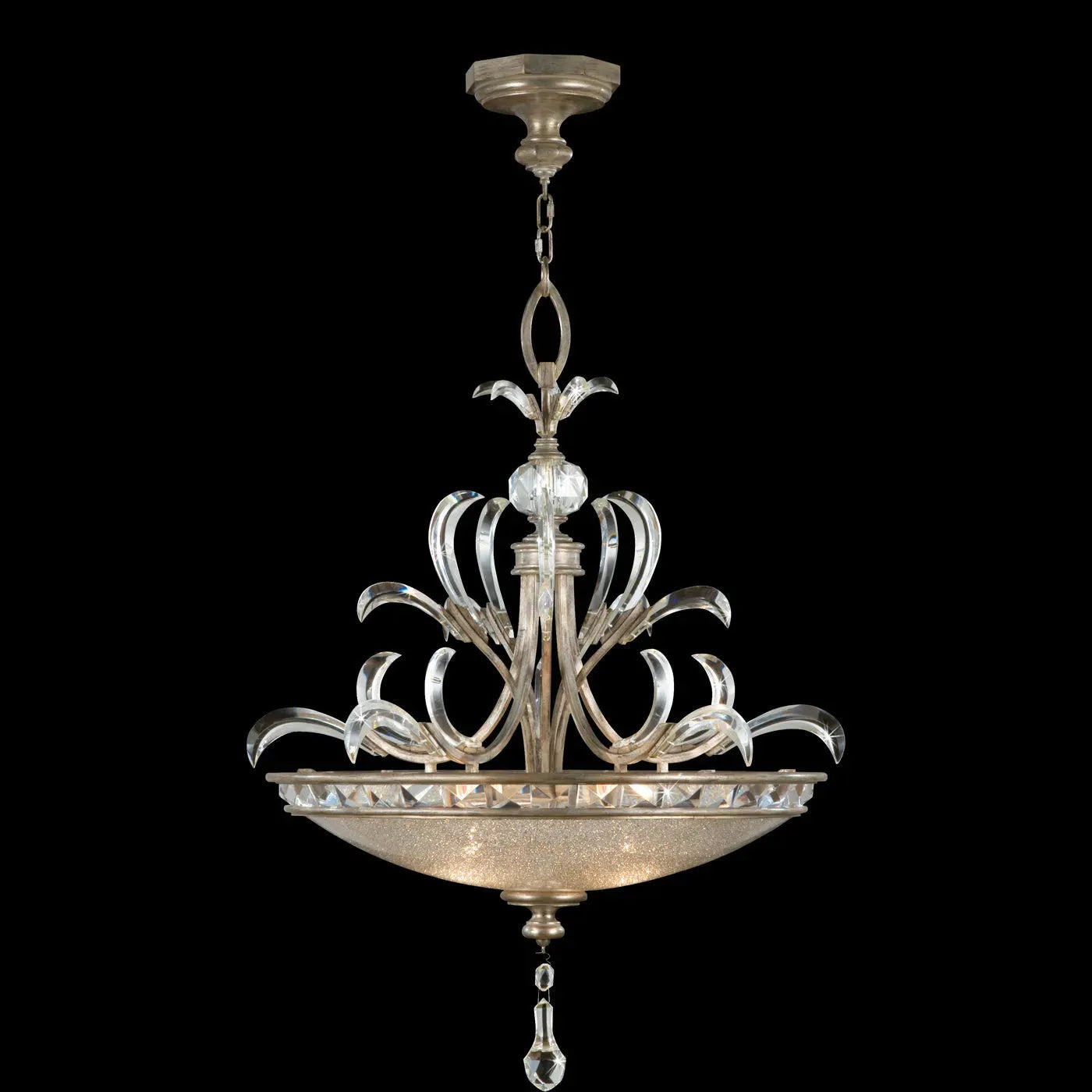 Fine Art Handcrafted Lighting - Beveled Arcs 32-Inch Three Light Pendant - 704540-SF3 | Montreal Lighting & Hardware