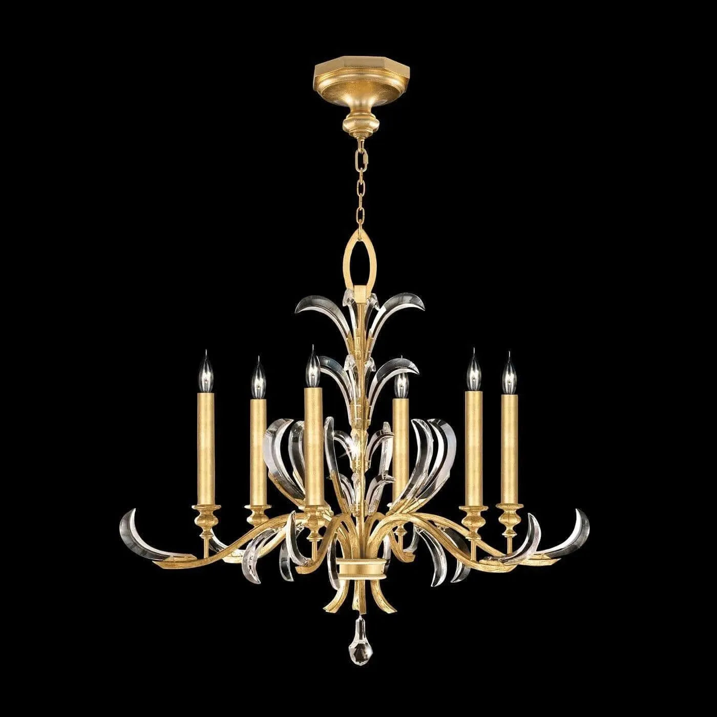 Fine Art Handcrafted Lighting - Beveled Arcs 37-Inch Six Light Chandelier - 739140-SF3 | Montreal Lighting & Hardware