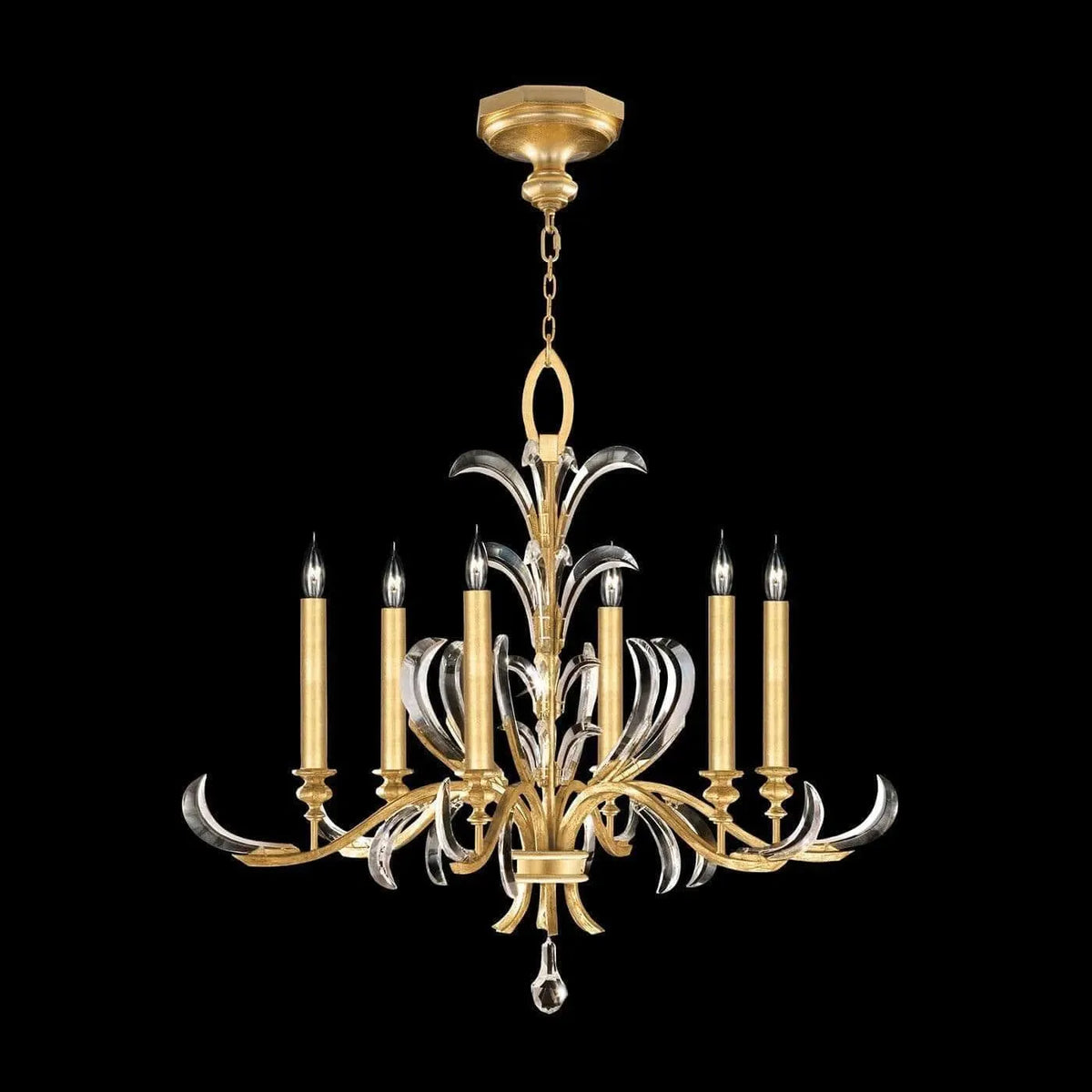 Fine Art Handcrafted Lighting - Beveled Arcs 37-Inch Six Light Chandelier - 739140-SF3 | Montreal Lighting & Hardware