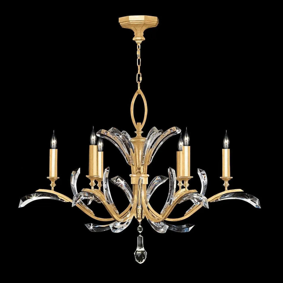 Fine Art Handcrafted Lighting - Beveled Arcs 42-Inch Six Light Chandelier - 702440-SF3 | Montreal Lighting & Hardware