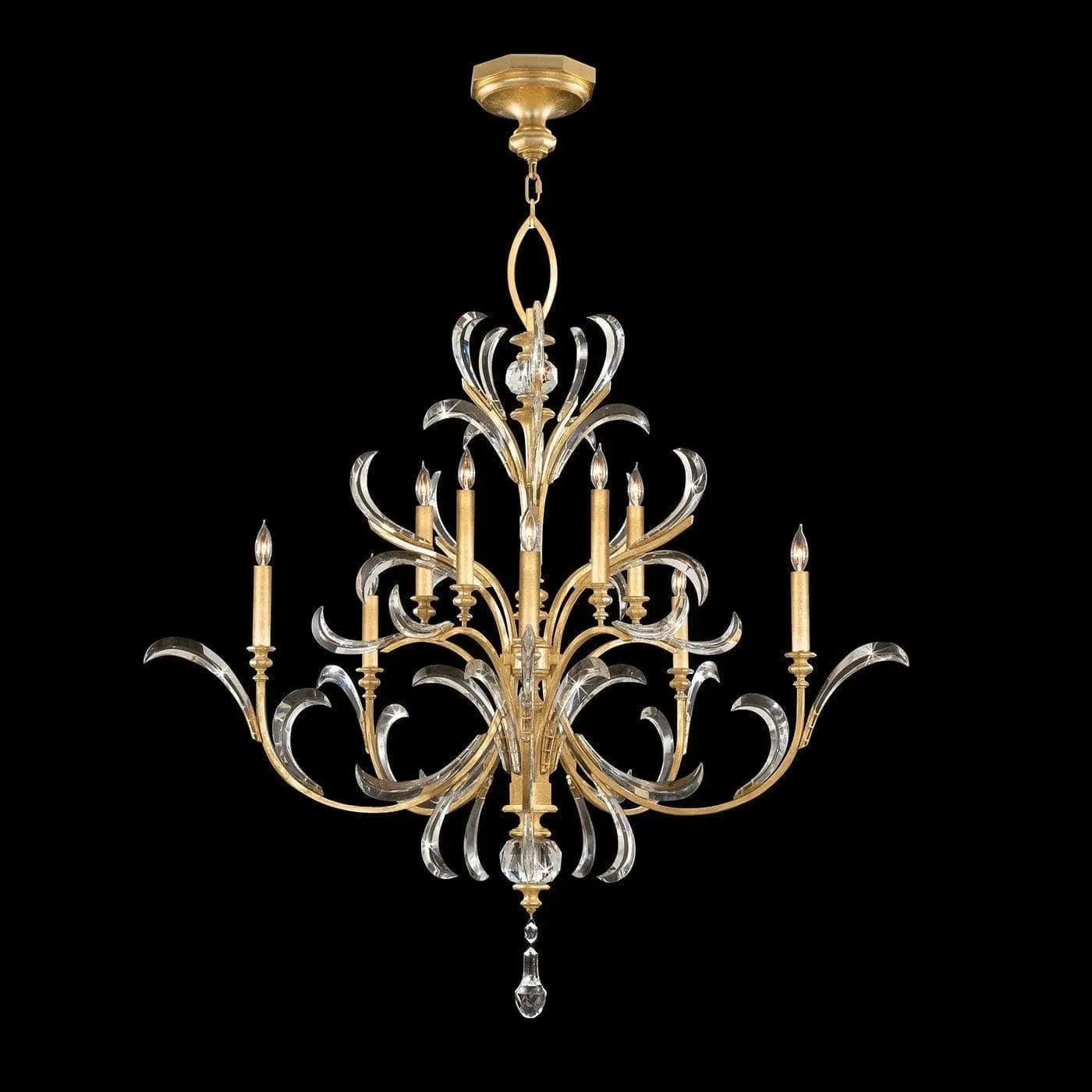 Fine Art Handcrafted Lighting - Beveled Arcs 56-Inch Ten Light Chandelier - 701340-SF3 | Montreal Lighting & Hardware