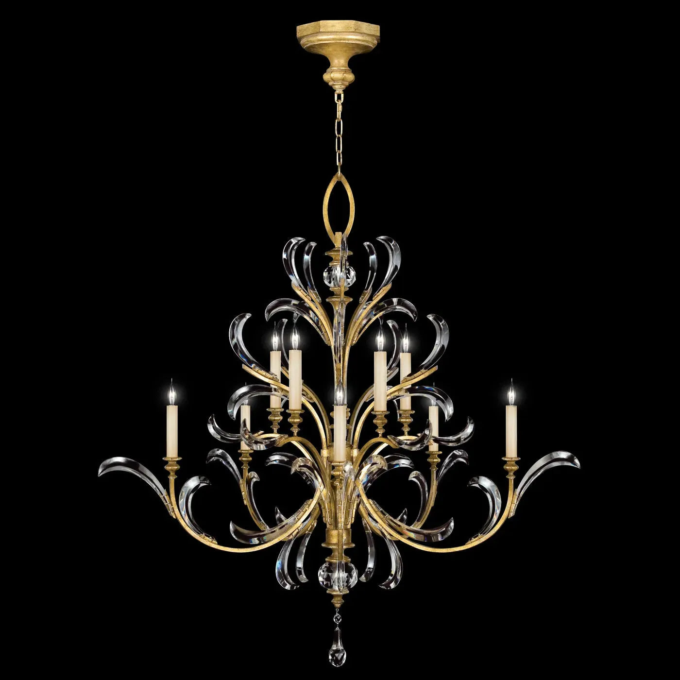 Fine Art Handcrafted Lighting - Beveled Arcs 56-Inch Ten Light Chandelier - 701340-SF3 | Montreal Lighting & Hardware