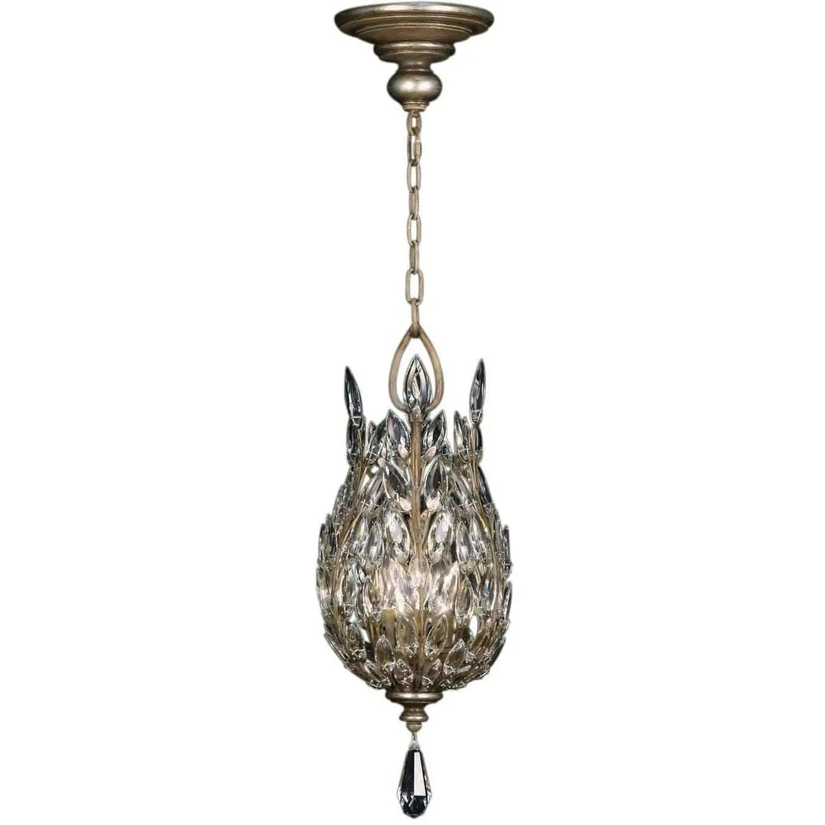 Fine Art Handcrafted Lighting - Crystal Laurel 11-Inch Three Light Lantern - 804640ST | Montreal Lighting & Hardware
