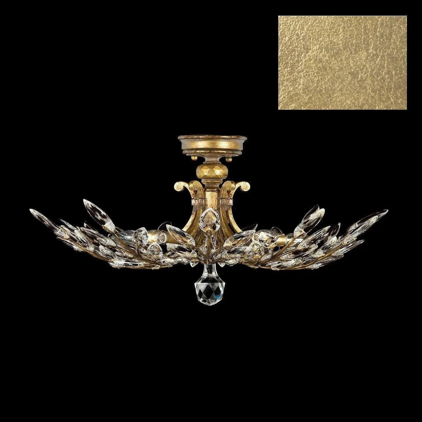 Fine Art Handcrafted Lighting - Crystal Laurel 28-Inch Five Light Semi-Flush Mount - 753440-SF3 | Montreal Lighting & Hardware