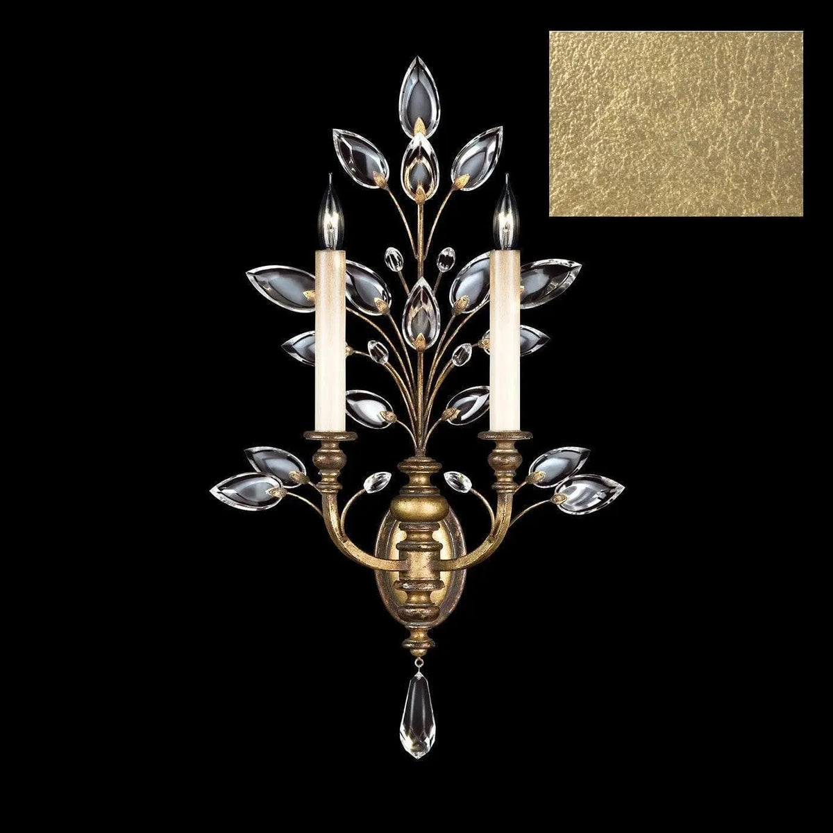 Fine Art Handcrafted Lighting - Crystal Laurel 28-Inch Two Light Wall Sconce - 759750-SF3 | Montreal Lighting & Hardware