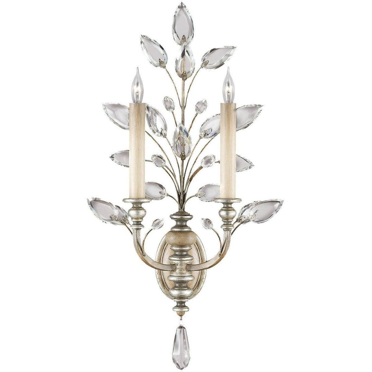 Fine Art Handcrafted Lighting - Crystal Laurel 28-Inch Two Light Wall Sconce - 759750ST | Montreal Lighting & Hardware