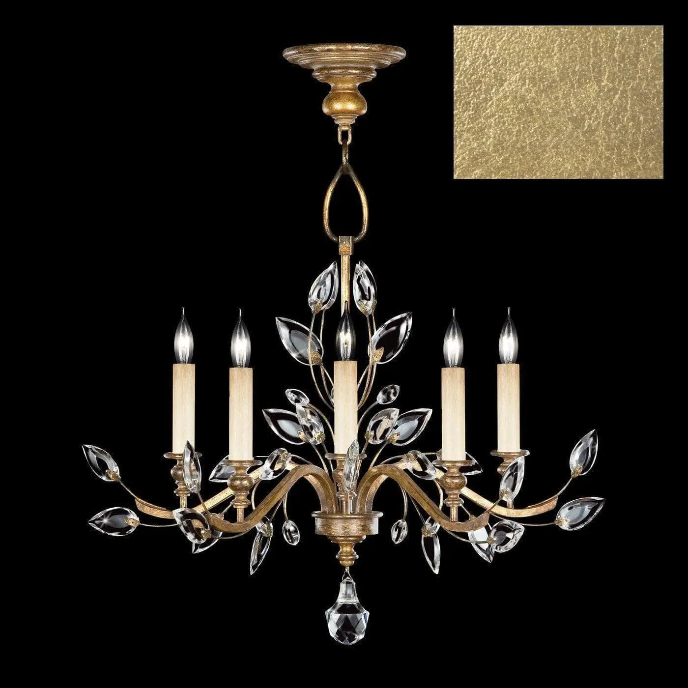 Fine Art Handcrafted Lighting - Crystal Laurel 32-Inch Five Light Chandelier - 753040-SF3 | Montreal Lighting & Hardware
