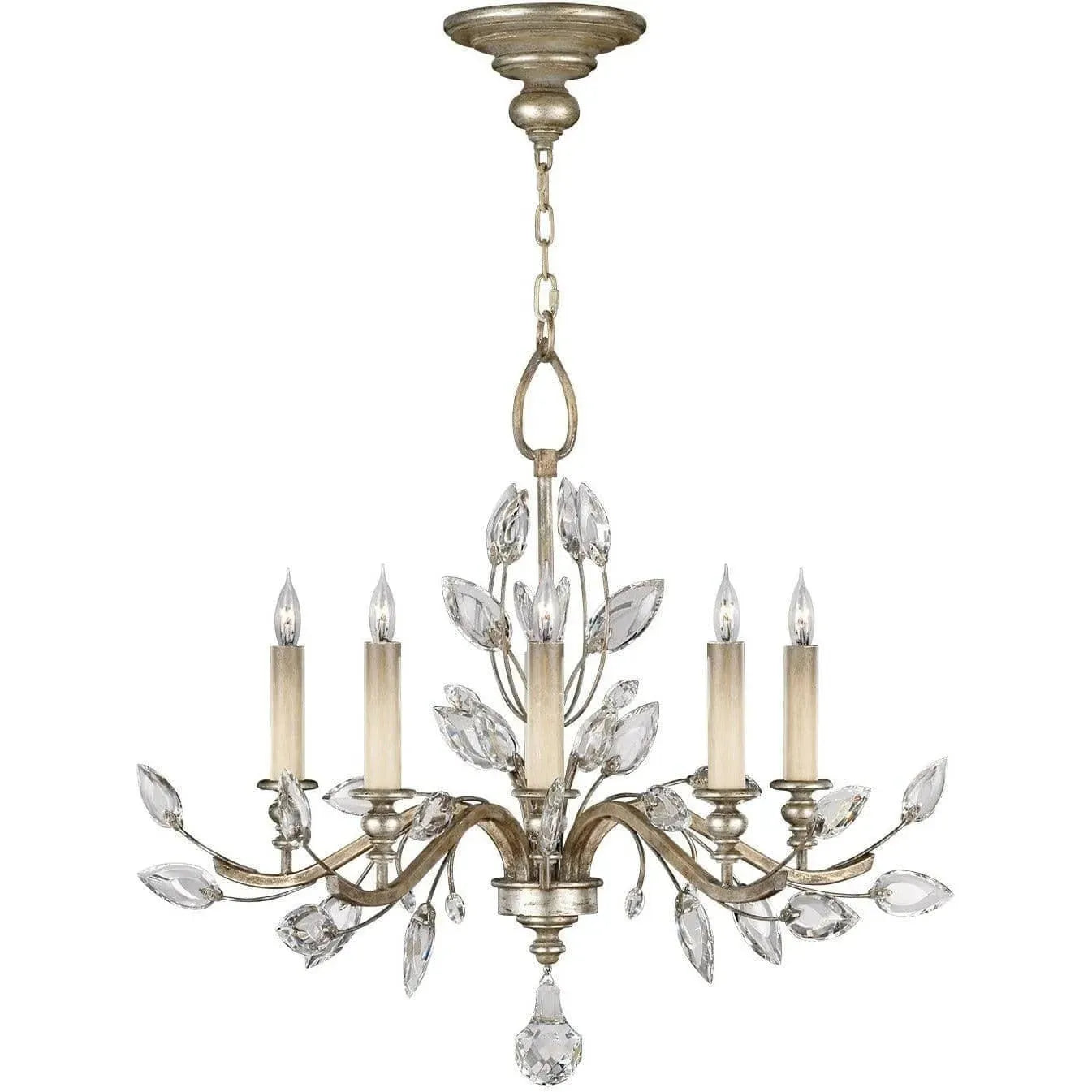 Fine Art Handcrafted Lighting - Crystal Laurel 32-Inch Five Light Chandelier - 753040ST | Montreal Lighting & Hardware