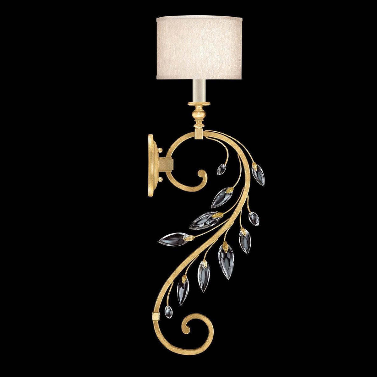 Fine Art Handcrafted Lighting - Crystal Laurel 33-Inch One Light Wall Sconce - 774650-SF33 | Montreal Lighting & Hardware