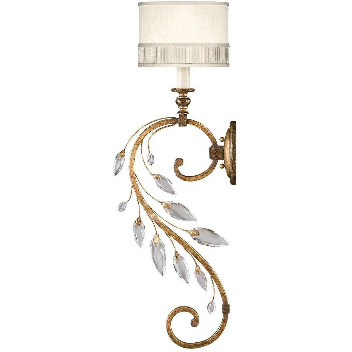 Fine Art Handcrafted Lighting - Crystal Laurel 33-Inch One Light Wall Sconce - 774850ST | Montreal Lighting & Hardware