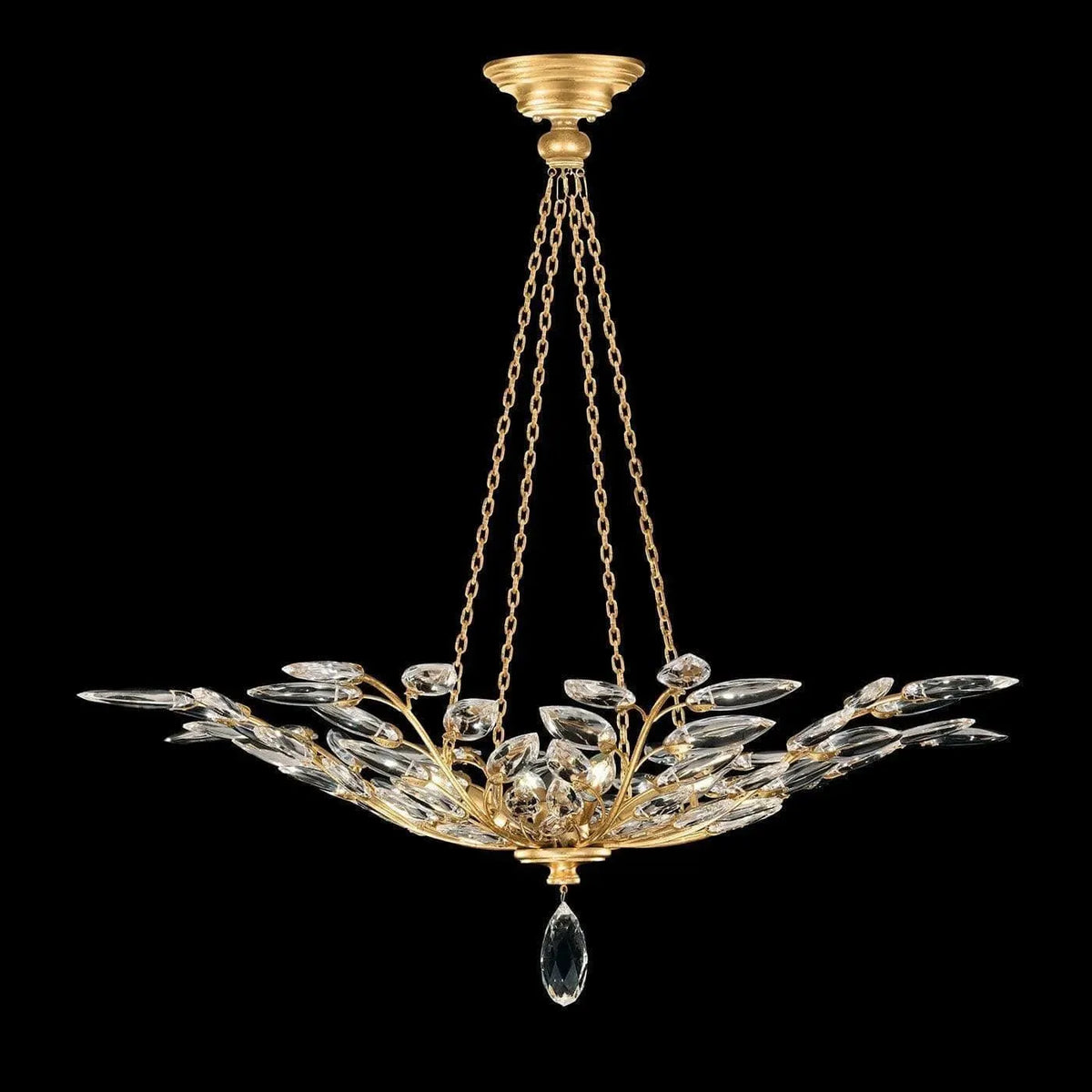 Fine Art Handcrafted Lighting - Crystal Laurel 35-Inch Four Light Pendant - 753640-SF3 | Montreal Lighting & Hardware