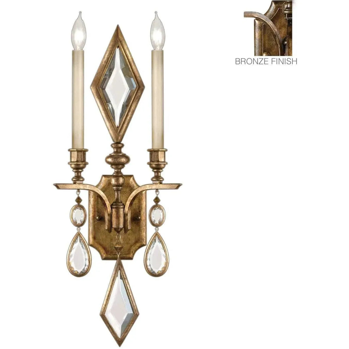 Fine Art Handcrafted Lighting - Encased Gems 29-Inch Two Light Wall Sconce - 718150-3ST | Montreal Lighting & Hardware