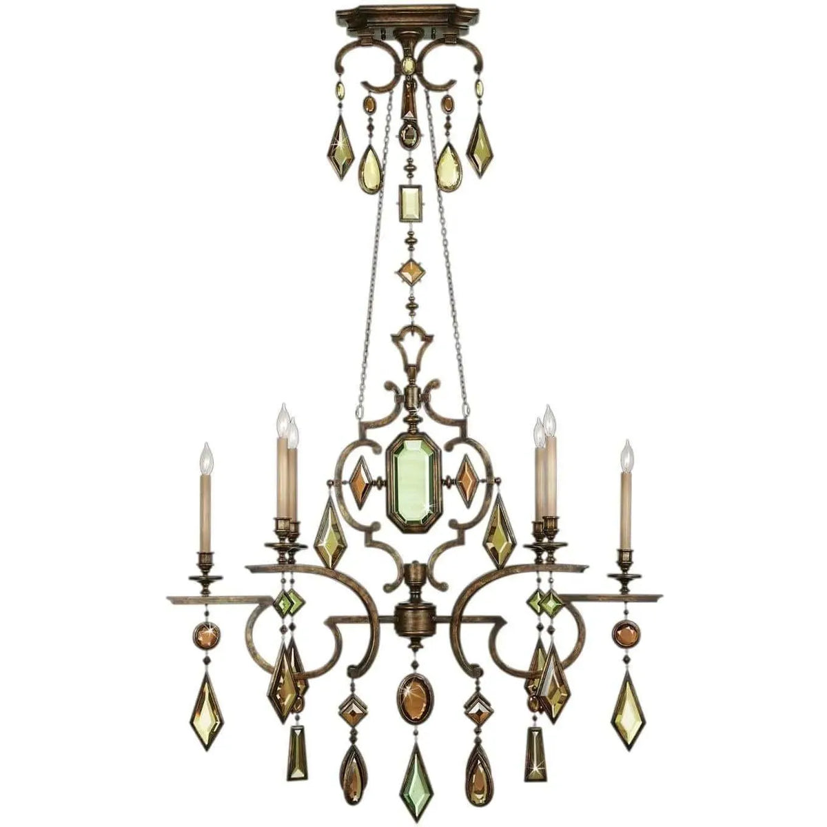 Fine Art Handcrafted Lighting - Encased Gems 50-Inch Six Light Chandelier - 708940-1ST | Montreal Lighting & Hardware