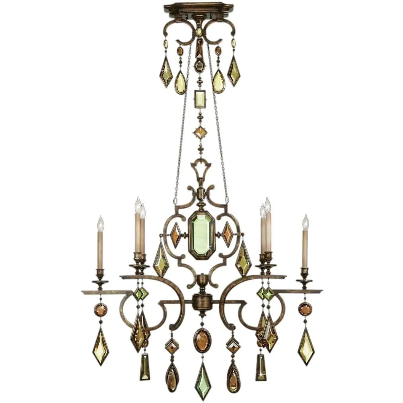 Fine Art Handcrafted Lighting - Encased Gems 50-Inch Six Light Chandelier - 708940-1ST | Montreal Lighting & Hardware