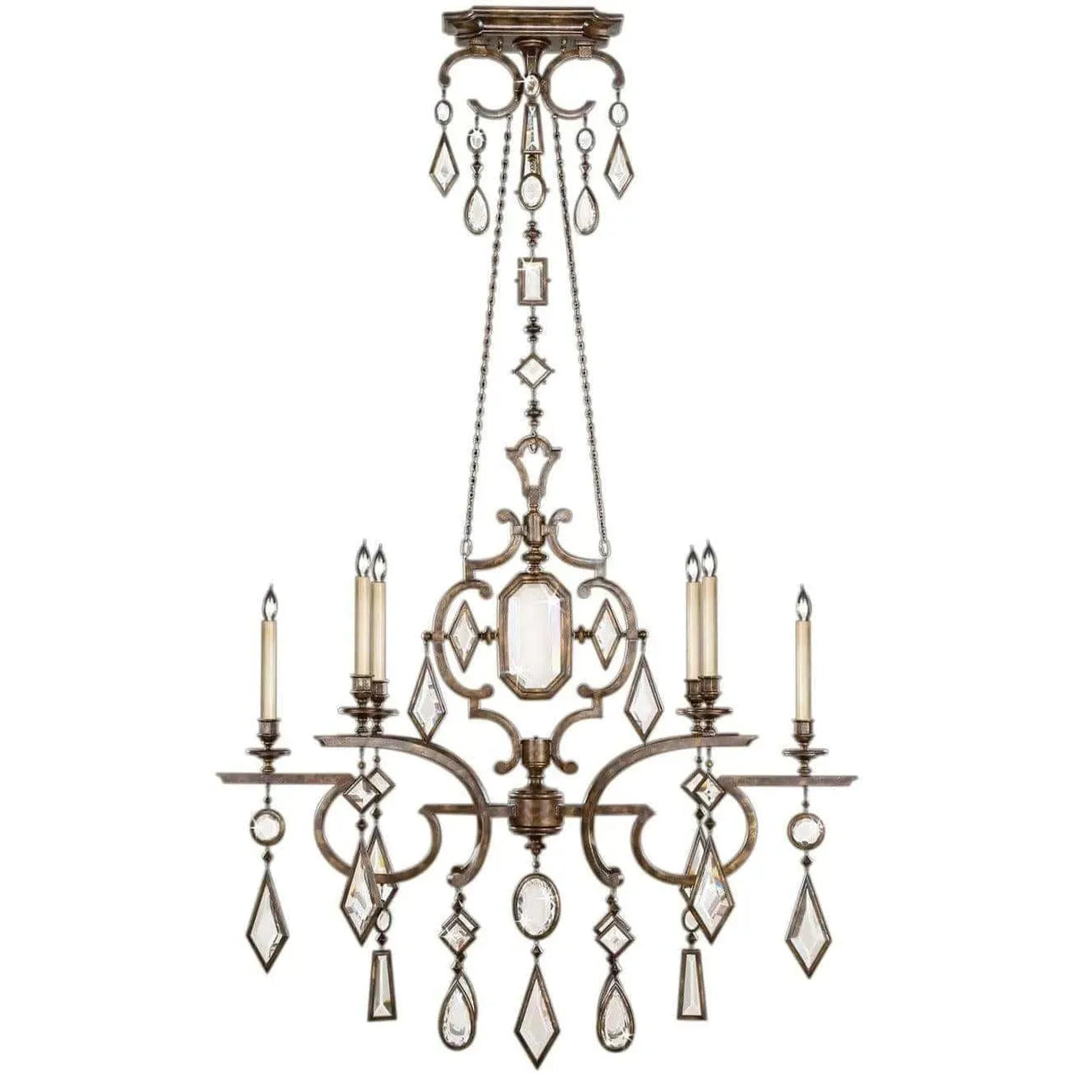 Fine Art Handcrafted Lighting - Encased Gems 50-Inch Six Light Chandelier - 708940-3ST | Montreal Lighting & Hardware