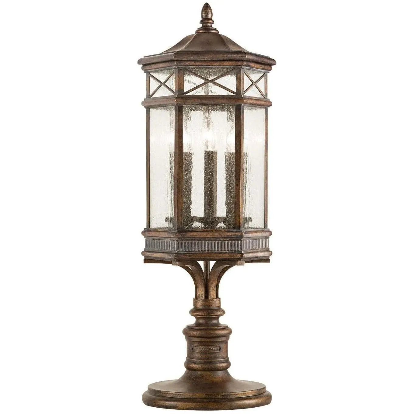 Fine Art Handcrafted Lighting - Holland Park 32-Inch Three Light Outdoor Pier/Post Mount - 836980ST | Montreal Lighting & Hardware