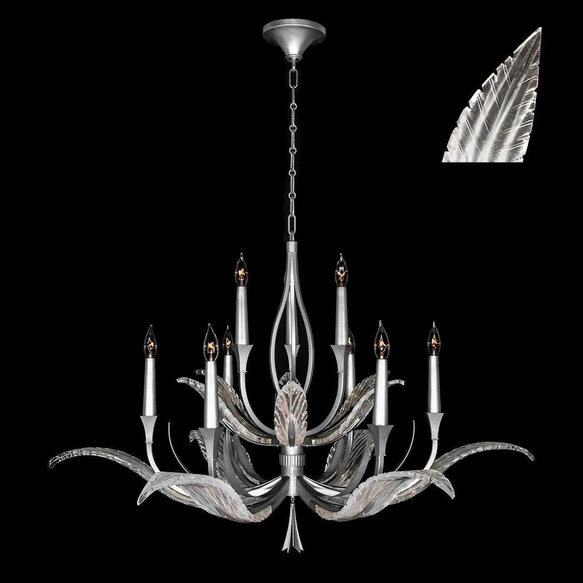 Fine Art Handcrafted Lighting - Plume 45-Inch Nine Light Chandelier - 893640-11ST | Montreal Lighting & Hardware